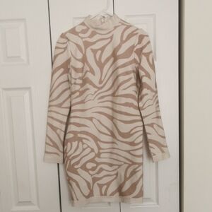 Stylish Cream and Tan Snatched Bandage Dress